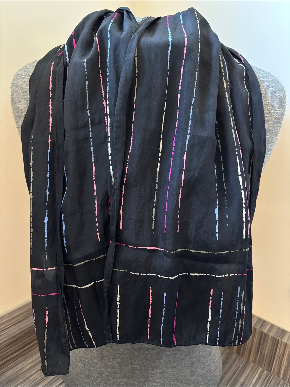 Echo Black Silk Scarf
